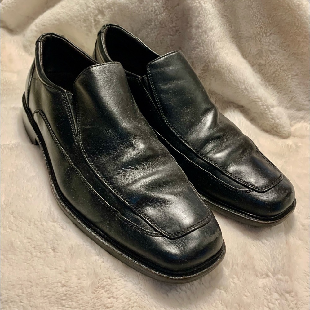 Johnston & Murphy Dress Shoes 10M Men’s Black Leather Slip-On Loafers Classic